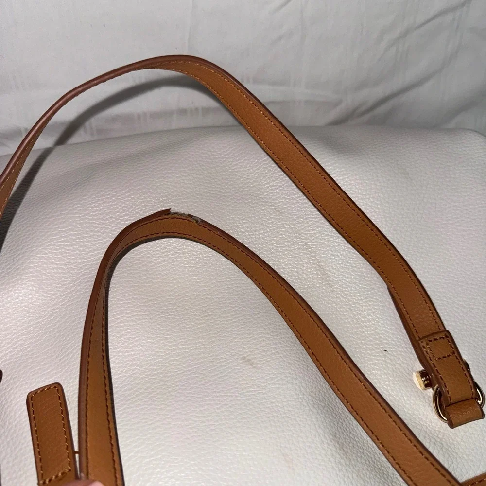 Anne Klein White Stripe Tote Bag‎ Large Faux Leather Shoulder Purse Multicolor